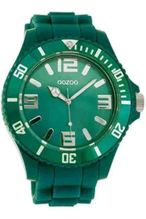 Oozoo Quarzuhr Damen Armbanduhr blau Analog, (Analoguhr), Damenuhr rund, extra groß (ca. 48mm) Silikonarmband, Fashion-Style grün
