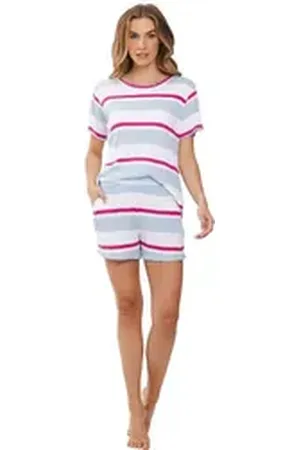 Rebelle Shorty Damen Pyjama kurz (2 tlg) Modisches Design blau|bunt 44