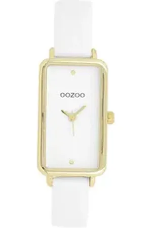 Oozoo Quarzuhr Damen Armbanduhr Timepieces Analog, (Analoguhr), Damenuhr rechteckig, extra groß (19x31mm) Lederarmband, Fashion-Style weiß