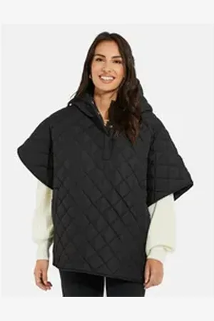 Threadbare Poncho Charlie mit hohem Kragen schwarz 40