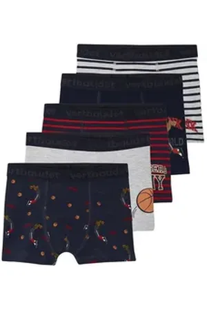 Vertbaudet Boxershorts 5er-Pack Jungen Boxershorts mit, Basketball grau 128