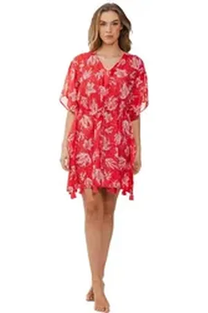 Pastunette Strandkleid Damen Strand Tunika Kaftan (1-tlg) Modisches Design rot