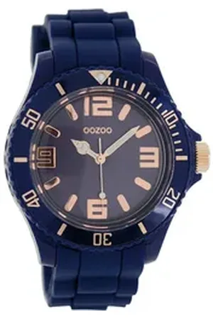 Oozoo Quarzuhr Damen Armbanduhr blau Analog, (Analoguhr), Damenuhr rund, groß (ca. 43mm) Silikonarmband, Fashion-Style blau