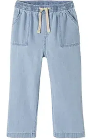 Vertbaudet 7/8-Caprijeans Mädchen Loose-fit-Jeans mit Dehnbund Bundeweite verstellbar blau 140