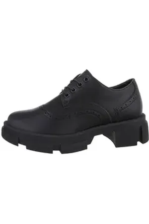 Ital-Design Damen Schnürschuhe Freizeit Schnürschuh Blockabsatz Schnürer in Schwarz schwarz 37 EU