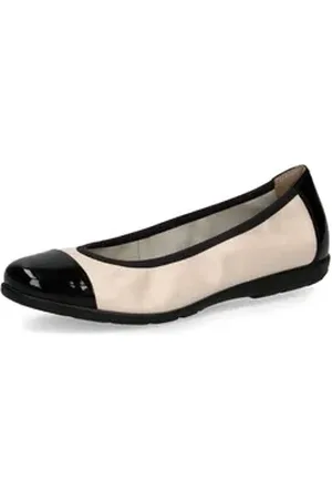 Caprice Ballerina Loafer, Slipper, Festtags Schuh mit Lack-Details beige|schwarz 41 EU