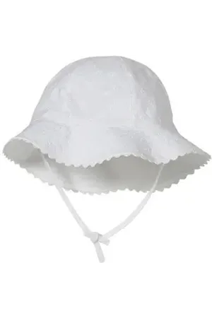 Vertbaudet Beanie Mädchen Baby Sonnenhut mit Lochstickereien Lochstickerei weiß 44/47CM