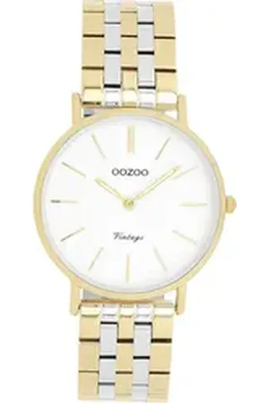 Oozoo Quarzuhr Damen Armbanduhr Vintage, (Analoguhr), Damenuhr rund, mittel (ca. 32mm) Metallarmband, Elegant-Style silberfarben