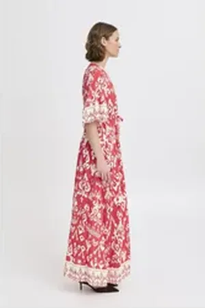 B YOUNG Midikleid BYJASMINA Lässiges gemustertes Maxikleid rot S/M
