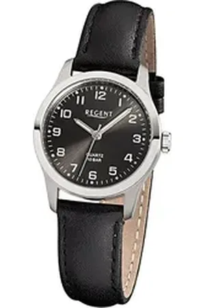 Regent Quarzuhr Leder Damen Uhr F-900 Quarzuhr, (Analoguhr), Damenuhr mit Lederarmband, rundes Gehäuse, klein (ca. 28mm), Elegant-S schwarz