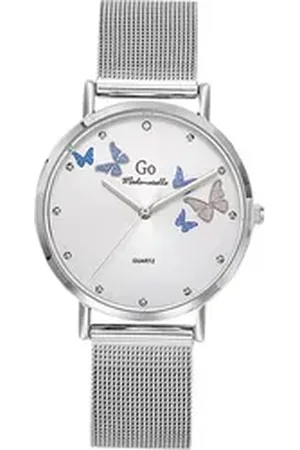 GO Girl Only Quarzuhr Damenuhr Edelstahl silber, (Analoguhr), Damenuhr rund, mittel (ca. 34mm), Edelstahlarmband silber, Elegant silberfarben
