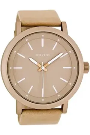 Oozoo Quarzuhr Damen Uhr Elegant matt Leder, (Analoguhr), Damenuhr rund, extra groß (ca. 48mm) Lederarmband, Elegant-Style rosa