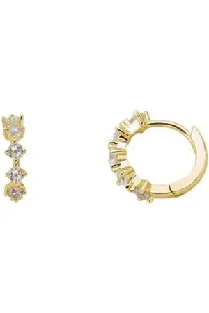Xenox Paar Creolen XS2039G Ohrringe Creolen Damen Sterling-Silber 18K Vergoldet Zirkonia