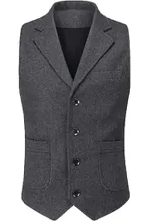 Allthemen Anzugweste Herren Weste mit Reverskragen Anzugweste aus Tweed grau 48