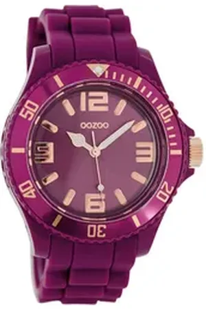 Oozoo Quarzuhr Damen Armbanduhr blau Analog, (Analoguhr), Damenuhr rund, groß (ca. 43mm) Silikonarmband, Fashion-Style lila