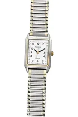 Regent Quarzuhr Metall Damen Uhr F-460 Analog, (Analoguhr), Damenuhr Metallarmband silber, gold, eckiges Gehäuse, klein (ca. 26mm) silberfarben
