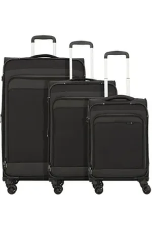 D&N D&N Trolleyset Travel Line, 4 Rollen, (3-teilig, 3 tlg), Polyester schwarz