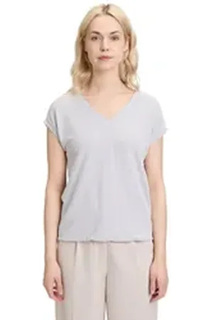 Betty & Co Betty&Co Kurzarmshirt Strukturshirt mit Gummizug (1-tlg) Material blau|weiß L
