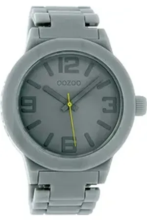 Oozoo Quarzuhr Damen Armbanduhr blau Analog, (Analoguhr), Damenuhr rund, groß (ca. 45mm) Kunststoffarmband, Fashion-Style grau