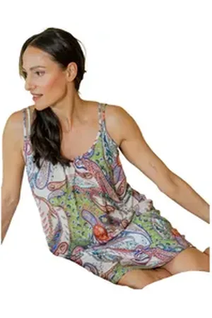 Hutschreuther Nachthemd Damen Schlafshirt mit Spaghetti Trägern (1-tlg) Modisches Design bunt 38