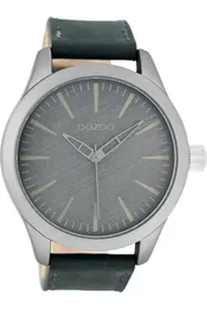 Oozoo Quarzuhr Damen Armbanduhr dunkelblau Analog, (Analoguhr), Damenuhr rund, extra groß (ca. 46mm) Lederarmband, Fashion-Style blau
