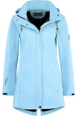 Blue Wave Softshellmantel Damen Softshelljacke Birgit - Outdoor-Jacke mit abnehmbarer Kapuze blau 56