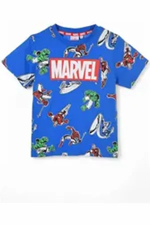 Marvel T-Shirt Avengers Jungen Jersey Kurzarmshirt aus Baumwolle Gr. 104 - 140 cm blau 128 cm