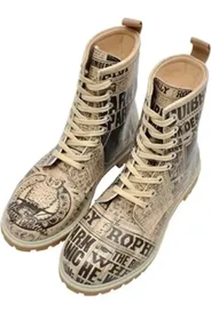 Dogo Damen Boots Daily Prophet Harry Potter Vegan Damen Boots / Schnürboots Vegan beige 42 EU