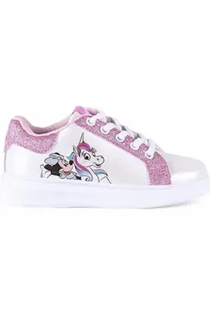 Disney Minnie Maus & Einhorn Sneaker Glitzer Low Top Sportschuhe Gr. 27 - 35 weiß 34 EU