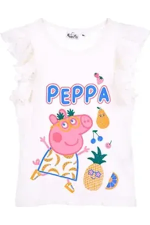 Peppa Pig T-Shirt Peppa Wutz Mädchen Jersey Kurzarmshirt aus Baumwolle Gr. 98 - 116 cm rosa|weiß 104 cm