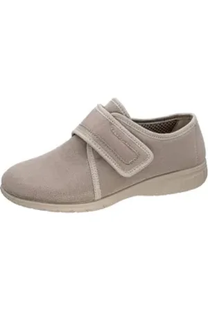 Fischer Markenschuh Doris Klettschuh aus Stretchmaterial, Textilfutter, Ledereinlegesohle herausnehmbar beige|braun 40 EU