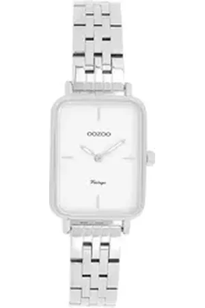 Oozoo Quarzuhr Damen Armbanduhr Vintage, (Analoguhr), Damenuhr rechteckig, extra groß (24x28mm) Metallarmband, Fashion-Style silberfarben
