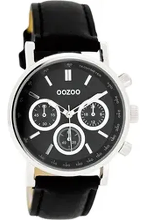 Oozoo Quarzuhr Damen Armbanduhr blau Analog, (Analoguhr), Damenuhr rund, mittel (ca. 33mm) Lederarmband, Fashion-Style schwarz