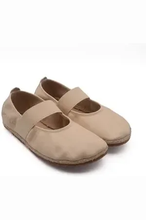 POLOLO Barfuß Ballerina Kaya, Damen Barfußschuh aus natürlich gegerbtem Leder beige|weiß 42 EU