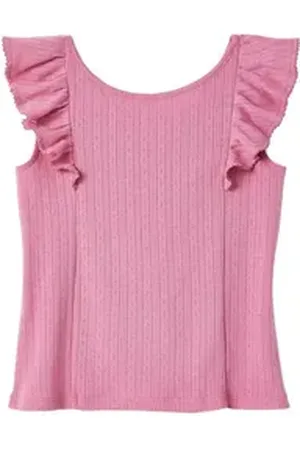 Vertbaudet Trägertop Mädchen Volant-Top aus Pointelle-Jersey rosa 158
