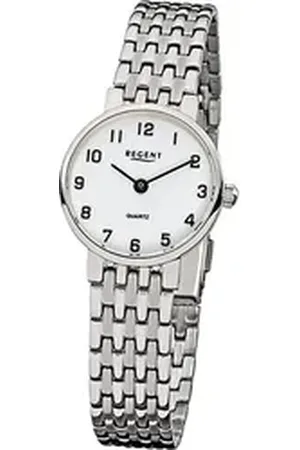 Regent Quarzuhr Stahl Damen Uhr F-609 Quarzuhr, (Analoguhr), Damenuhr Edelstahlarmband silber, rundes Gehäuse, klein (ca. 24mm) silberfarben