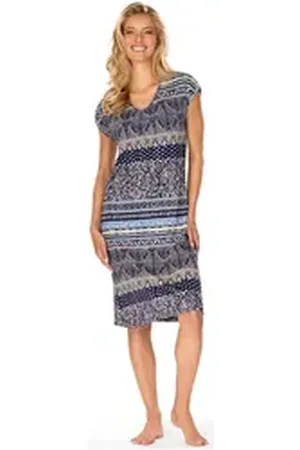 ASCAFA Strandkleid Beach (Packung, 1-tlg., 1-teilig) Damen Strandkleid 100cm Sommerkleid Maritim Strandmode blau|lila 44