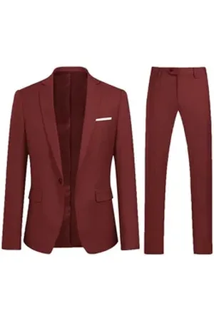 Allthemen Anzug (2 tlg) Slim Fit Ein Knopf Herrenanzug im eleganten Look rot 50