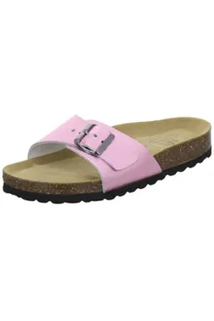 Afs 211233 Sommer Pantolette für Damen mit Fußbett, bequeme Sandalen aus Leder rosa 40 EU