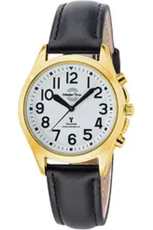 Master Time Funkuhr Sprechende Goldfarben/Schwarz weiß