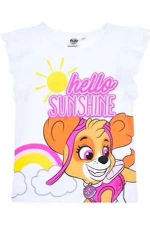 Paw Patrol Rüschentop Skye - hello Sunshine Mädchen Top mit Rüschen aus Baumwolle Gr. 98 - 116 cm weiß 110 cm