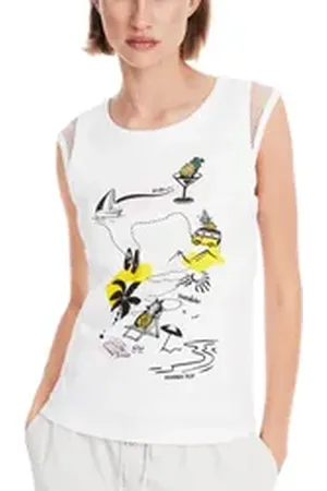 Marc Cain Tanktop Premium Damenmode Tank-Top mit 3D-Motiv weiß 6 (44)