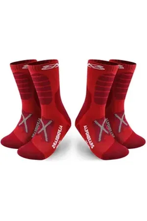 Alpen Wandersocken 2er-Set Socken braun Gr. L (2-Paar) Funktionssocken Sportsocken Trecking Wandersocken Outdoor Socken rot Gr. L