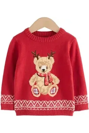 Next Rundhalspullover Weihnachtspullover mit Rundhalsausschnitt (1-tlg) rot 86-92 (1,5-2 J,)