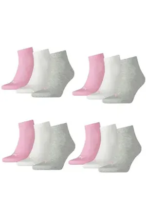 PUMA Kurzsocken Bequeme Quarter Socken aus Baumwollmischung (12-Paar) rosa 35-38