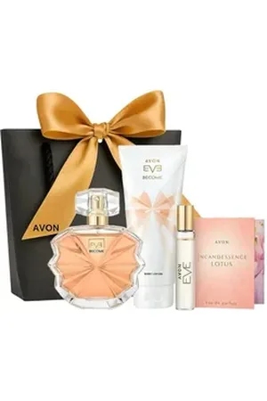 Avon Eau de Parfum EVE BECOME Set mit Parfum 50ml, Spray 10ml, Körpercreme 125ml, 5-tlg., Frischer Blumenduft im praktischen Set für Damen