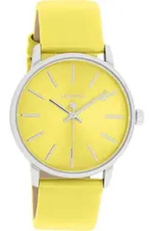 Oozoo Quarzuhr Damen Armbanduhr gelb Analog, (Analoguhr), Damenuhr rund, mittel (ca. 36mm) Lederarmband, Casual-Style gelb