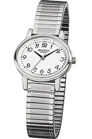 Regent Quarzuhr Stahl Damen Uhr F-891 Quarzuhr, (Analoguhr), Damenuhr mit Edelstahlarmband, ovales Gehäuse, klein (ca. 30x25mm), El silberfarben