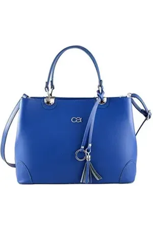 Alessandro Schultertasche Mademoiselle, hochwertiges Rindsleder mit Quaste und Anhänger blau