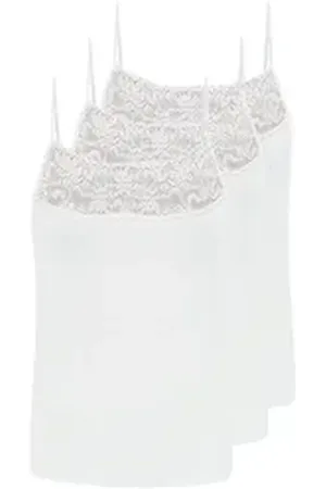 POMPADOUR Achseltop 3er Pack Damen Spaghettitop Nostalgie (Packung, 3-St) - weiß 42